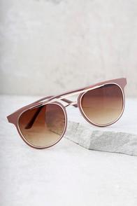 Lulus Look The Part Gold And Brown Sunglasses