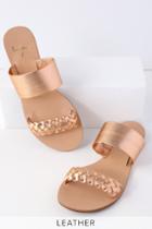 Caylee Rose Gold Nappa Leather Slide Sandal Heels | Lulus
