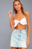 St. Barts White Tie-front Halter Crop Top | Lulus