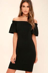 Ina Fashion Do It Right Black Off-the-shoulder Midi Dress