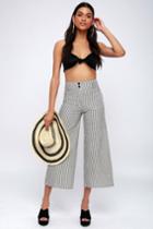 Billabong Back It Cream And Black Striped Culottes | Lulus