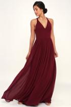 Love Spell Burgundy Lace-back Maxi Dress | Lulus