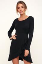 Compliment Catcher Black Long Sleeve Mini Dress | Lulus