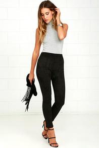 O2 Denim Made In The Suede Black Suede Leggings