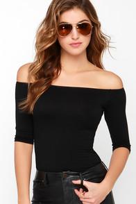 Lulus Upstage Black Off-the-shoulder Top