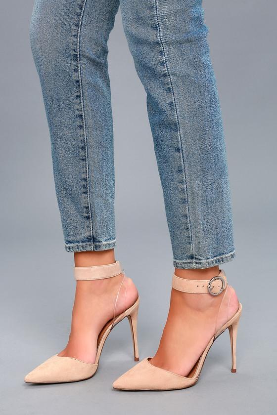 Steve Madden Diva Blush Suede Leather Lucite Heels | Lulus