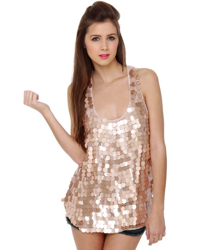 Tiny Bubbles Pink Sequin Top