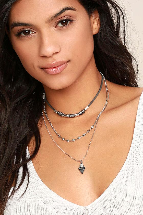 Lulus | Terrific Hieroglyphics Black And Silver Layered Choker Necklace | Vegan Friendly