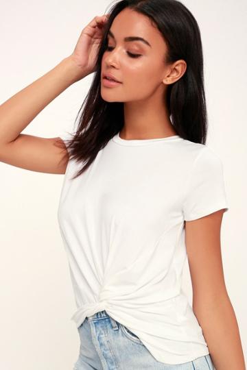 Lulus Basics Knot To Mention White Knotted Tee | Lulus