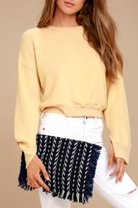 Lulus Feel It Still Navy Blue Woven Clutch