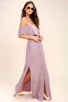 Lulus Life's Wonders Mauve Off-the-shoulder Maxi Dress