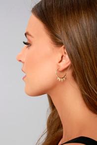Shashi Lola Gold Rhinestone Hoop Earrings