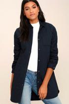 Freeway Whatever The Weather Quilted Navy Blue Jacket