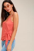 Re:named Take Note Coral Pink Wrap Top | Lulus