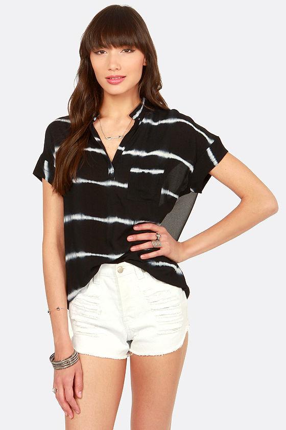 Lightning Strikes Black Tie-dye Top