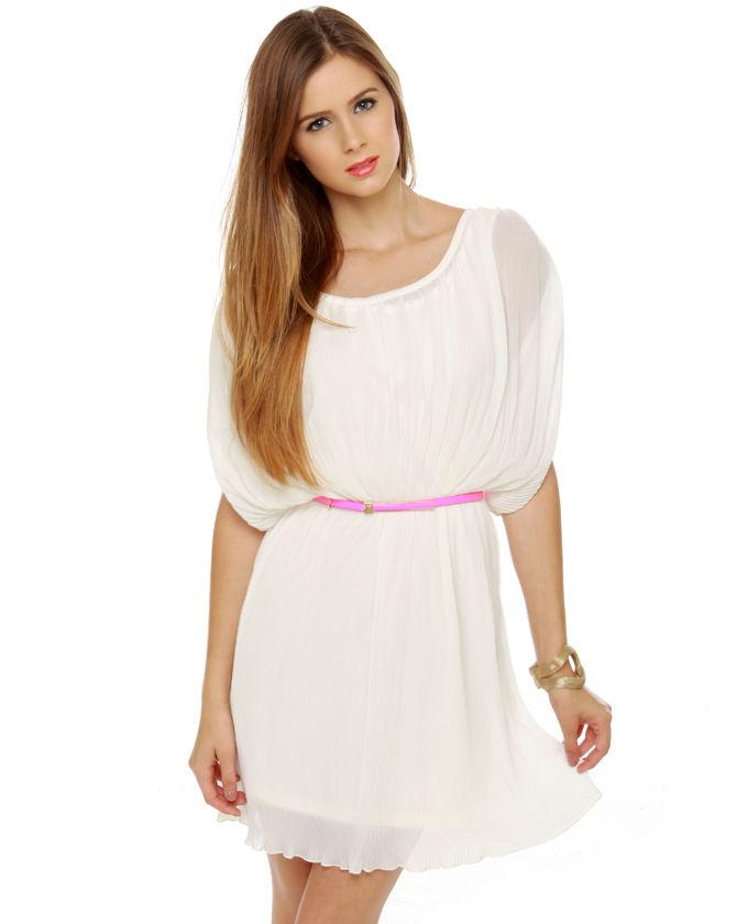 Like the Wind Pleated White Dress
