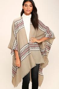 Gentle Fawn Kirin Taupe Striped Poncho