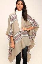 Gentle Fawn Kirin Taupe Striped Poncho