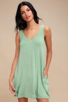 Rvca Chances Sage Green Sleeveless Swing Dress | Lulus