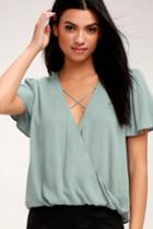 Lighten The Mood Sage Green Criss Cross Top | Lulus