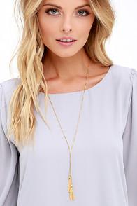 Lulu*s Joyful Jubilee Gold Tassel Necklace