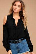 Lulus Love Somebody Black Long Sleeve Button-up Top