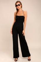 Lulus Beach Day Black Backless Jumpsuit