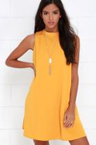 Lulus Sway Time Mustard Yellow Swing Dress