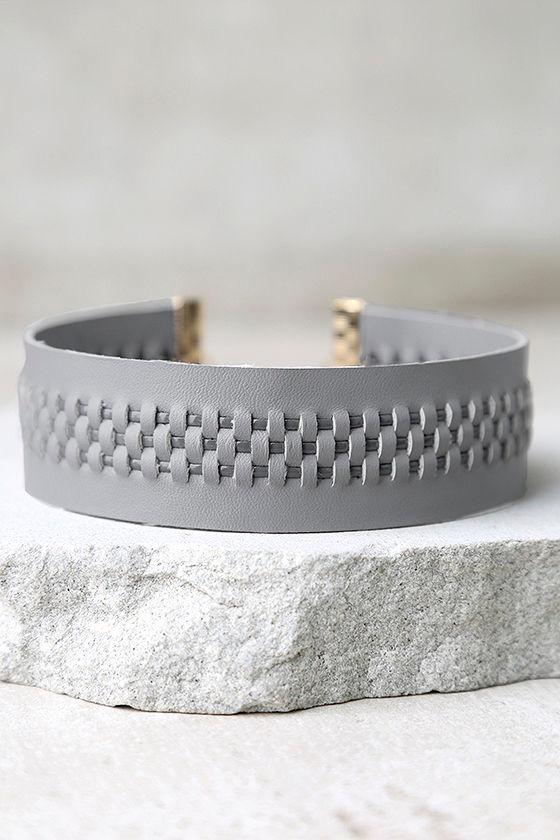 Ettika | Always On Point Grey Leather Choker Necklace | Lulus