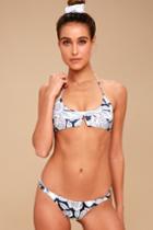 Tavik Heather Navy Blue Floral Print Bikini Bottom | Lulus