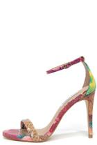 Steve Madden Stecy Floral Snakeskin Ankle Strap Heels