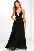 Lulus Flutter Freely Black Maxi Dress