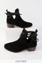 Lulus X Matisse Pacey Black Genuine Suede Leather Cutout Ankle Booties | Lulus