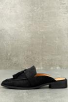 City Classified | Zeva Black Suede Loafer Slides | Size 10 | Vegan Friendly | Lulus
