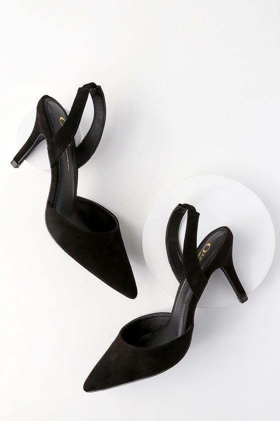 Olivia Jaymes Mathilda Black Suede Slingback Pumps | Lulus