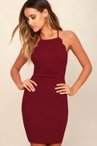 Lulus Heart's Content Wine Red Bodycon Dress