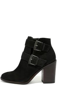 Steve Madden Trevur Black Leather High Heel Booties