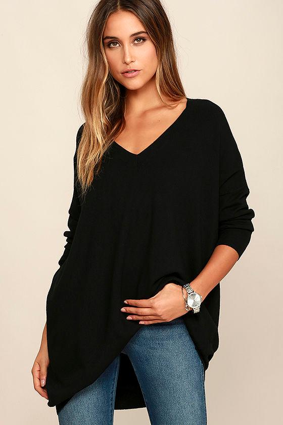 Ticket To Cozy Black Oversized Sweater | Lulus
