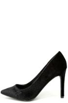 Breckelle's Valerie Black Velvet Pointed Pumps