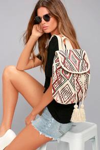 Billabong Soul Bound Cream Embroidered Backpack