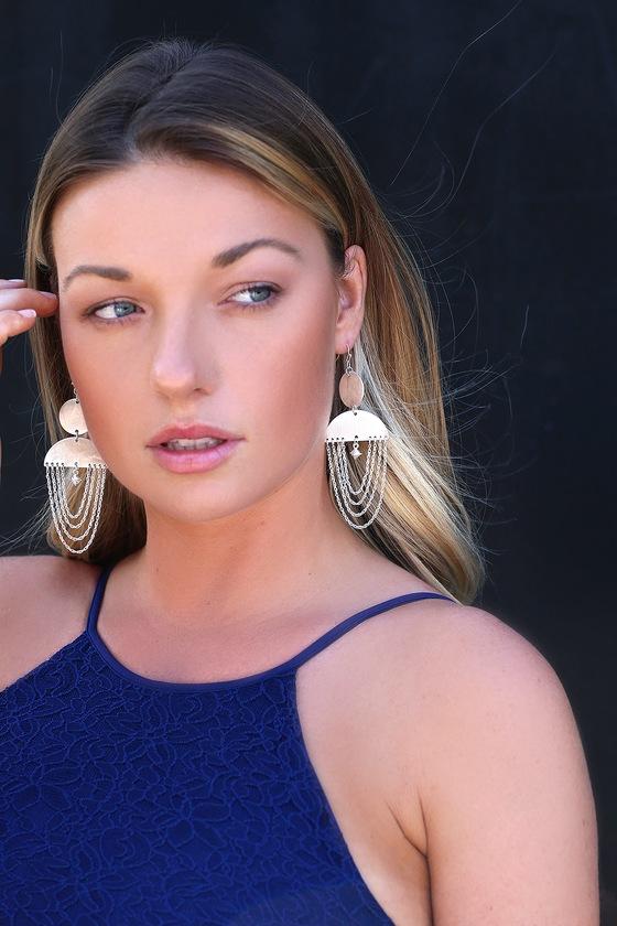 Golden Age Silver Rhinestone Earrings | Lulus