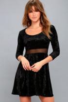Lulus | Wish List Black Velvet Skater Dress