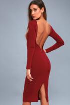 Va Va Voom Wine Red Backless Midi Dress | Lulus