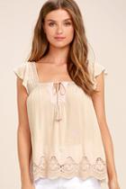 Love Stitch Lovely Evening Light Beige Lace Top