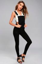 Cheap Monday Dungaree Spray Black High-waisted Overalls