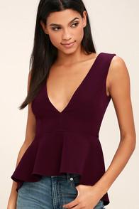 Lulus Simply Joyous Plum Purple Peplum Top