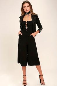 Lulus While Away Black Lace-up Midi Jumpsuit