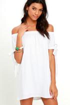 Lulus Al Fresco Evenings Ivory Off-the-shoulder Dress