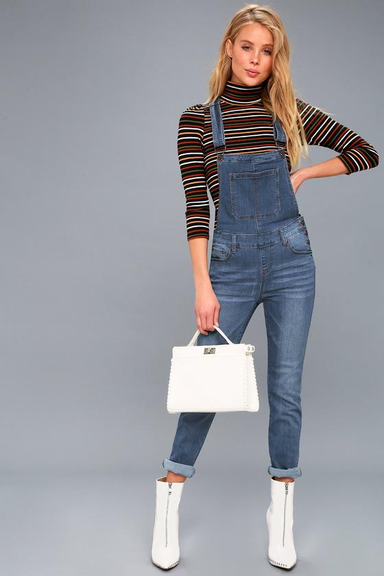 En Jean Come Into Bloom Medium Wash Denim Overalls | Lulus