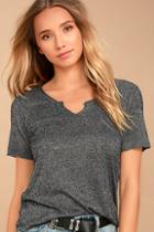 Project Social T Suzie Shirttail Charcoal Grey Tee